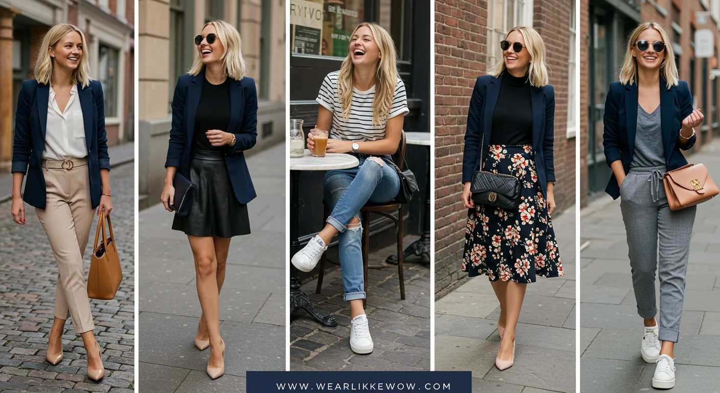 What to Wear with a Navy Blue Blazer: 21 Best Outfit Ideas for Women