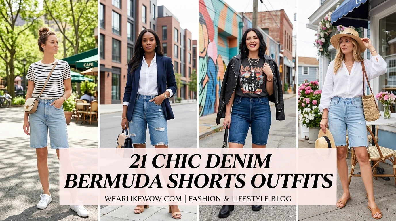 Denim Bermuda Shorts Outfit: 21 Chic & Cool Looks for Summer Style